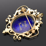 Antique French 14K Yellow Gold Hand Painted Portrait Brooch Pin Pendant 8.8Grams