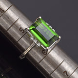 Vintage 18K Gold 7.62 Ct Green Tourmaline & Diamond Cocktail Ring 6.2 Gr F/G VS