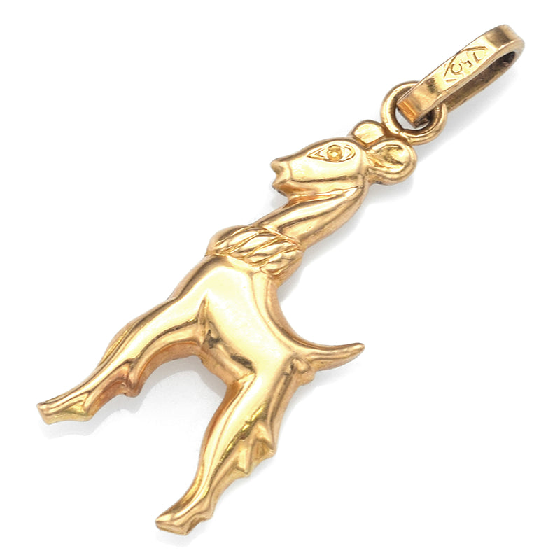 Vintage 18K Yellow Gold Deer Animal Charm Pendant