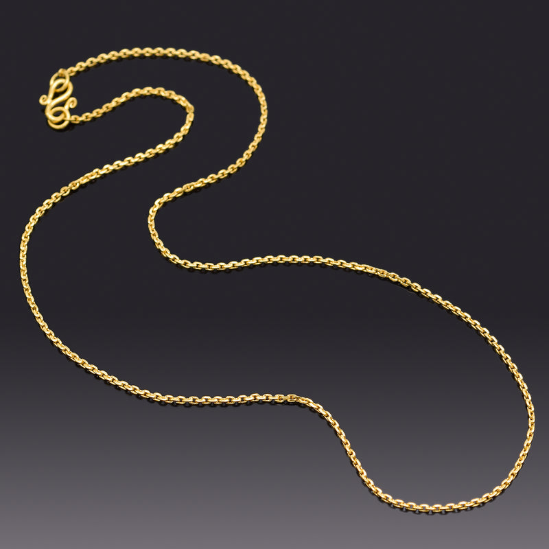 Vintage 24K Yellow Gold Rolo Link Chain Necklace 1.5 mm 4.0 Grams 15 Inches