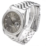 Vintage Rolex Datejust Watch Dark Grey Rhodium Dial Ref 16220