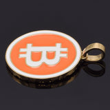 14K Yellow Gold Bitcoin (₿) Cryptocurrency Enamel Pendant