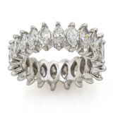 Vintage Platinum 3.72 TCW Diamond Marquise Eternity Band Ring + Box Size 5.25