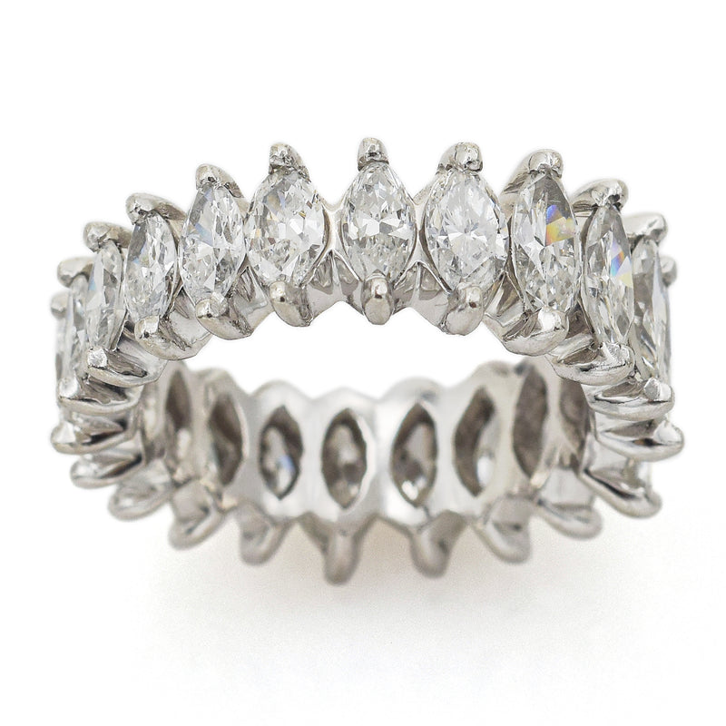 Vintage Platinum 3.72 TCW Diamond Marquise Eternity Band Ring + Box Size 5.25