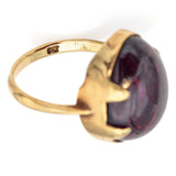 Antique 9K Yellow Gold 11.68 Ct Garnet Pear Cabochon Cocktail Ring + Box