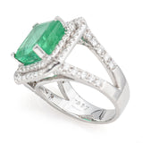 Vintage 14K White Gold 4.02 Ct Emerald & 1.24 TCW Diamond Cocktail Ring 7.4G