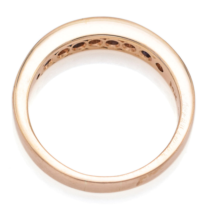 Vintage 14K Yellow Gold Sapphire & Diamond Semi-Eternity Band Ring