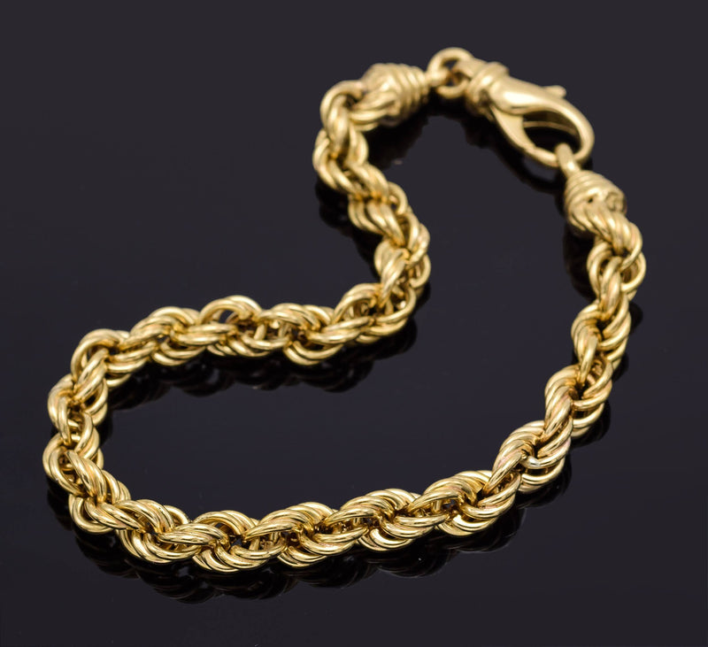 Vintage Tiffany & Co 18K Yellow Gold Rope Chain Bracelet 13.4 Grams