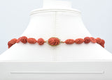 King Fook 14K Yellow Gold Carved Red Coral & Sea Pearl Beaded Strand Necklace