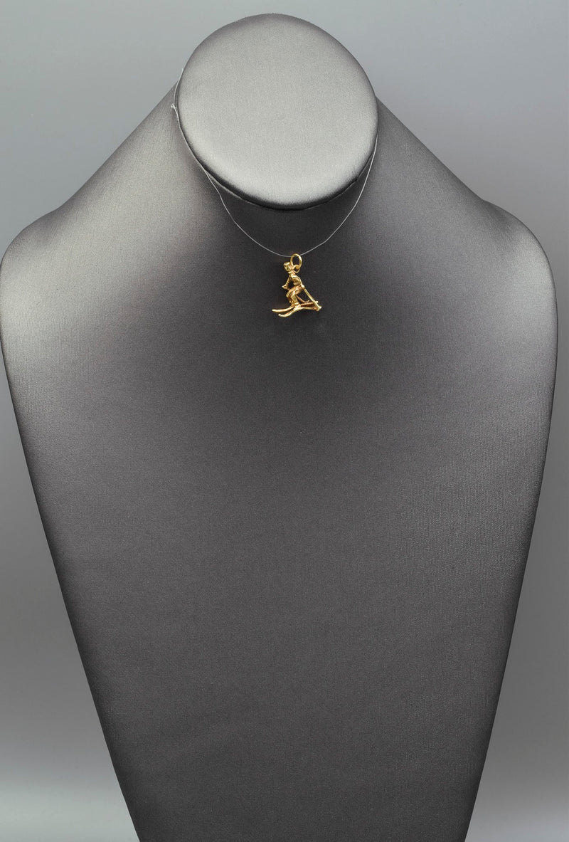 Vintage 14K Yellow Gold Ski Racer Charm Pendant