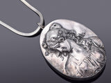 Vintage Henryk Winograd HW 999 Fine Silver Repousse Large Cameo Pendant Necklace