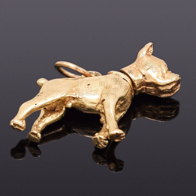 Vintage 14K Yellow Gold Boxer Dog Bobble Charm Pendant 3.7 Grams