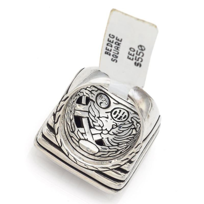 John Hardy Large Sterling Silver Bedeg Square Ring