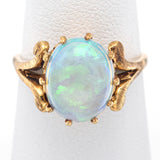 Vintage 14K Yellow Gold Opal Cabochon Cocktail Ring Size 7.75