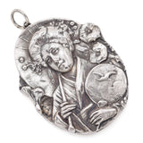 Vintage Henryk Winograd HW 999 Fine Silver Repoussé Geisha Woman Pendant Large