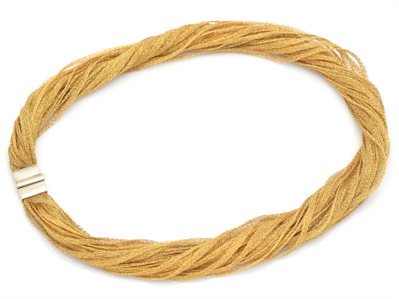 H.W. BURDICK CO. 14K Yellow Gold Italy Woven Mesh Torsade Necklace 17.25 Inches