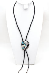 Vintage Raymond Quam Zuni Sterling Silver Multi-Stone Bennett Bolo Tie