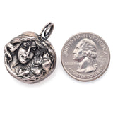 Vintage Henryk Winograd HW 999 Fine Silver Repoussé Woman Flower Pendant 24.5mm