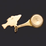 Vintage 14K Yellow Gold Fish Frying Pan Enamel Charm Pendant