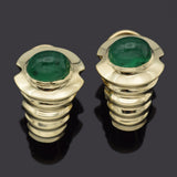 Vintage 14K Yellow Gold Emerald Omega Back Drop Earrings
