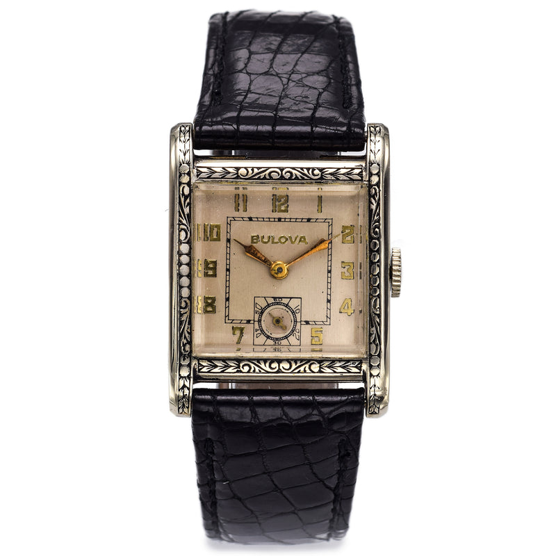 Vintage Bulova 14K White Gold 15 Jewels Cal 10 AM Hand Wind Men's Watch