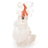 Antique Chinese Clear Quartz & Red Coral Carved Koi Fish Snuff Bottle 282.6 Gr