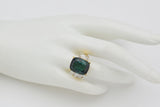 Vintage PacG 14K Gold 14.37Ct Green Tourmaline & 1.08TCW Diamond Cocktail Ring