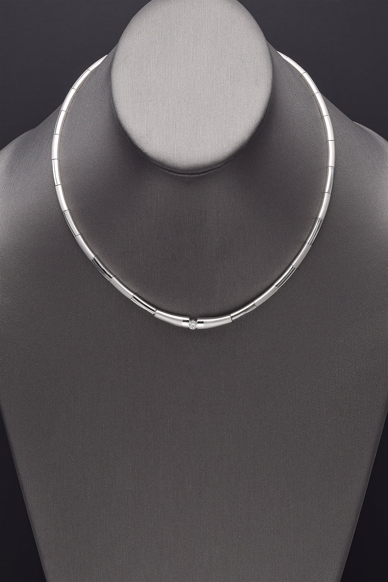 Estate 18K White Gold 0.48 TCW Diamond Link Necklace & Bracelet Set + Pouch G/H VS