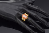 Antique Mod Dep Italy 18K Yellow Gold Cameo Shell Ring