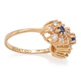 Vintage 14K Yellow Gold Sapphire & 0.54 TCW Diamond Floral Band Ring