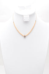 Antique 14K Yellow Gold Sea Pearl Pendant Beaded Chain Necklace