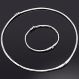 Estate 18K White Gold 0.48 TCW Diamond Link Necklace & Bracelet Set + Pouch G/H VS