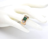 Vintage 14K Yellow Gold Emerald & 0.48 TCW Diamond Hand Made Wide Band Ring