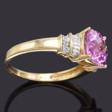 Vintage 10K Yellow Gold Pink Sapphire & Diamond Band Ring