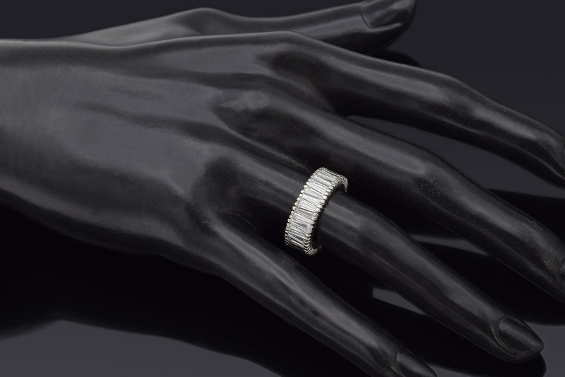 Vintage Platinum 5.40 TCW Diamond Baguette Eternity Band Ring