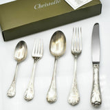 Christofle Marly Sterling Silver 5 Piece Set New in Box Service for 1
