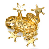Vintage 14K Yellow Gold Emerald & 0.40 TCW Diamond Frog Brooch Pin Pendant