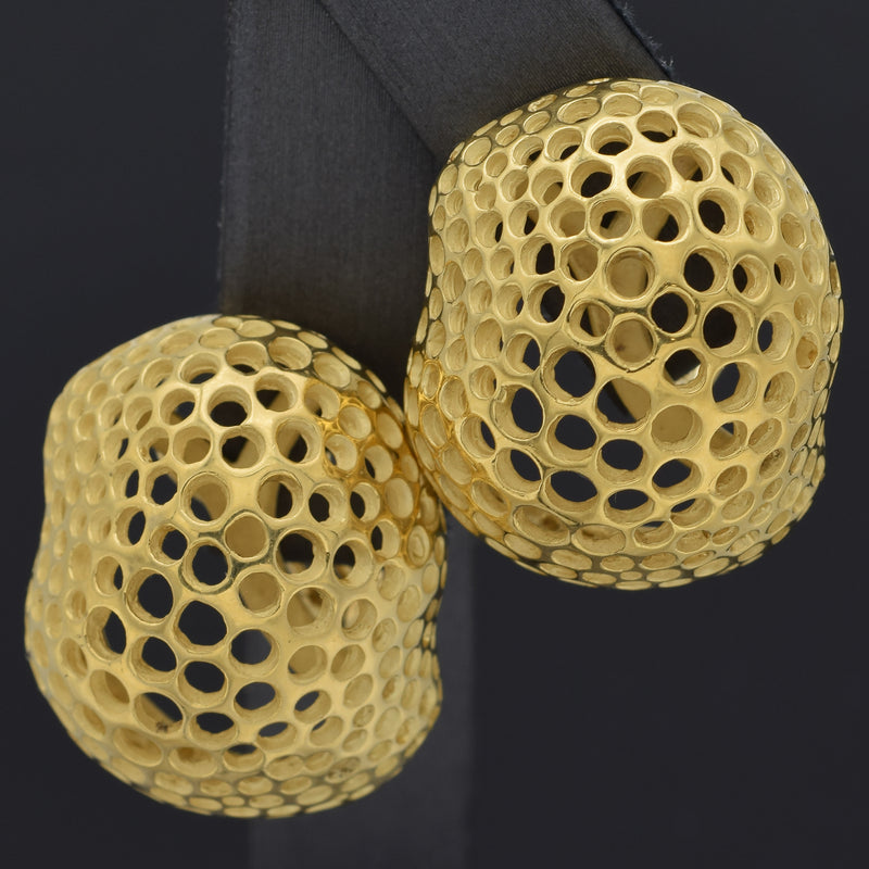 Vintage 1988 Angela Cummings 18K Gold Studios Perforations Free Forms Earrings