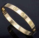 CARTIER 18K Yellow Gold Screw Love Bracelet Size 16 + Box, Screwdriver 28.4Grams