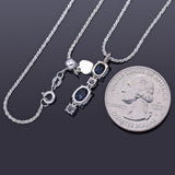 Estate 18K White Gold Sapphire & Diamond Pendant Necklace 5.6 Grams 19.5 Inches