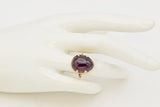 Antique 9K Yellow Gold 11.68 Ct Garnet Pear Cabochon Cocktail Ring + Box