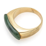 Vintage 14K Yellow Gold Green Jade Saddle Band Ring 4.0 Grams Size 5.25