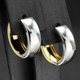 Vintage 18K Yellow & White Gold 5 mm Huggie Hoop Earrings