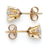 Vintage 14K Yellow Gold 1.12 TCW Diamond Round Solitaire Stud Earrings G/H
