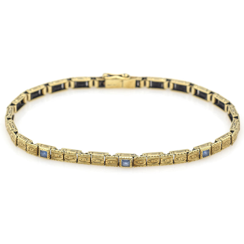 Antique Victorian 14K Yellow Gold Sapphire Tennis Bracelet
