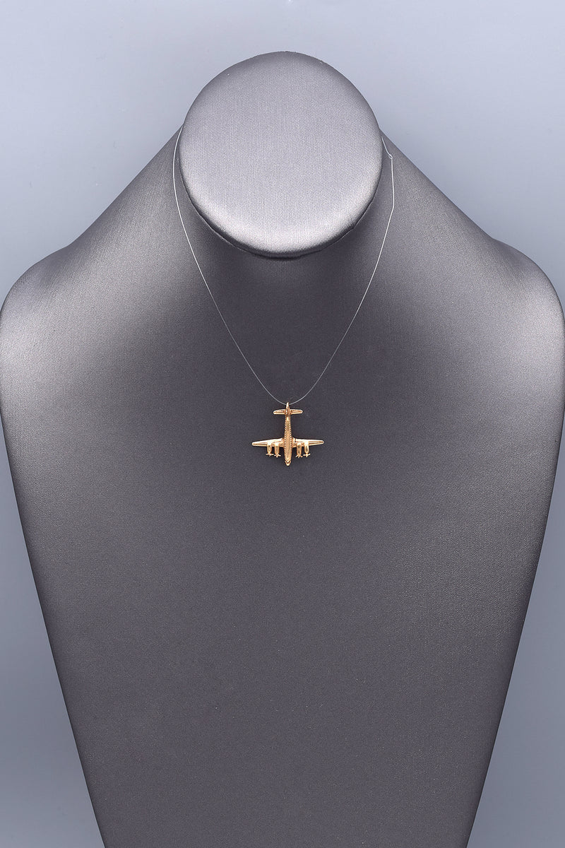 Vintage 14K Yellow Gold Airplane Charm Pendant