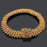 Antique Etruscan Portuguese Cannetille 19.2K Gold Turquoise & Garnet Bracelet