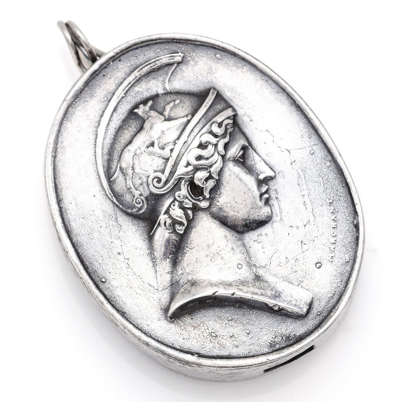Vintage Henryk Winograd HW 999 Fine Silver Repoussé Roman Soldier Pendant 35.2mm
