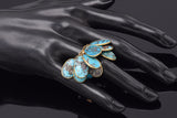 Antique 14K Gold Genuine Persian Turquoise Dangle Multi-Charm Band Ring 13.8Gr