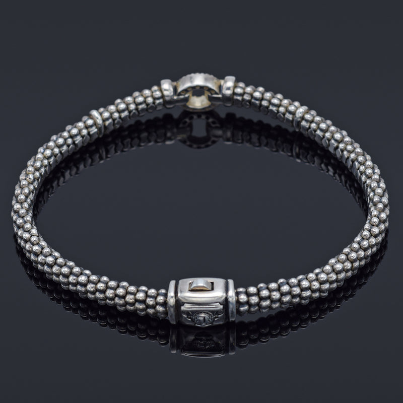 LAGOS Enso Sterling Silver Diamond Circle Caviar Bracelet 6 mm
